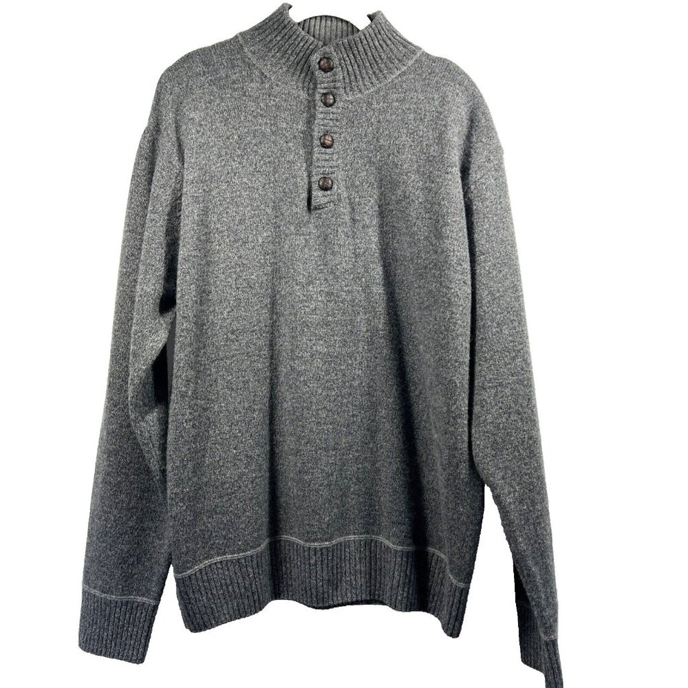 Daniele Blasi Men's Sweater‎ Large Gray Pullover Wool Blend Buttons Long Sleeve